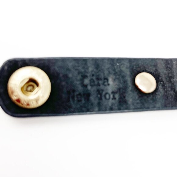 CARA NY | Gold Studded Black Leather Cuff - Picture 7 of 8